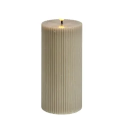 Bougie pilier à LED striée gris Ø7xH15cm < Gifi Discount