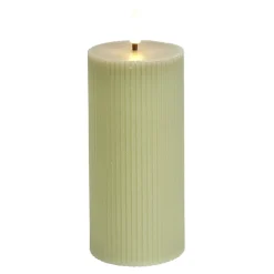 Bougie pilier à LED striée vert Ø7xH15cm
