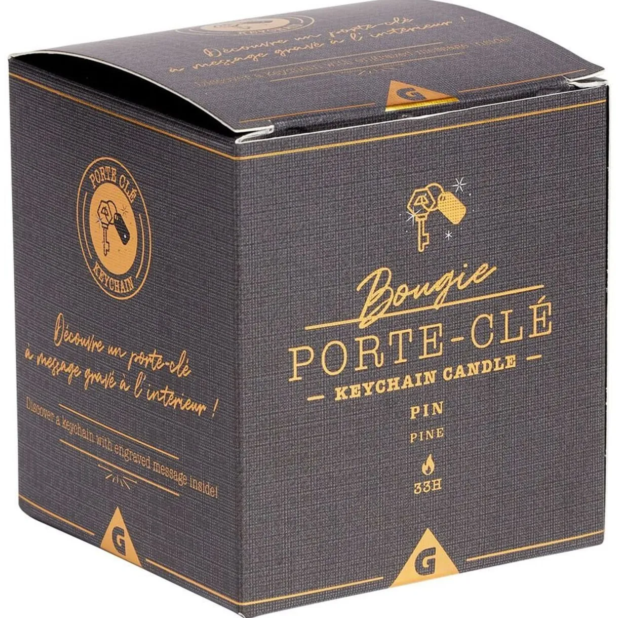Bougie porte-clé doré senteur pin 33H < Gifi Hot