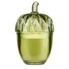 Bougie pot forme gland verre coloré Ø7xH11,5cm (2 modèles rouge ou doré)