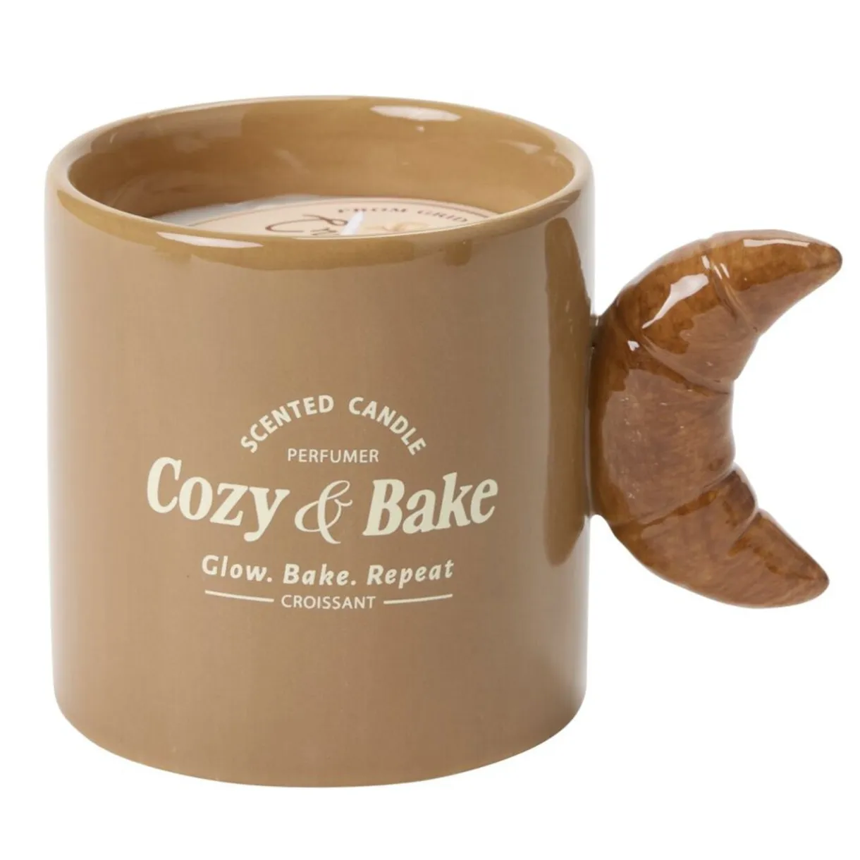 Bougie pot forme mug anse viennoiserie Ø9xH5cm (4 modèles) < Gifi Hot