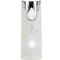 Bougie religieuse blanche LED croix Ø5,5xH15cm < Gifi Hot