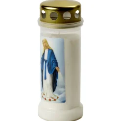 Bougie religieuse cire Vierge Marie plastique blanc Ø6,5xH17cm < Gifi Sale