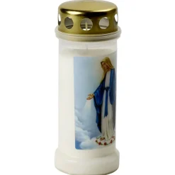 Bougie religieuse cire Vierge Marie plastique blanc Ø6,5xH17cm < Gifi Sale