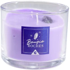 Bougie roche améthyste sérénité violet 35H < Gifi