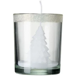 Bougie sapin de Noël dans verre Ø6,2xH7,5cm
