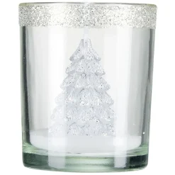 Bougie sapin de Noël dans verre Ø6,2xH7,5cm