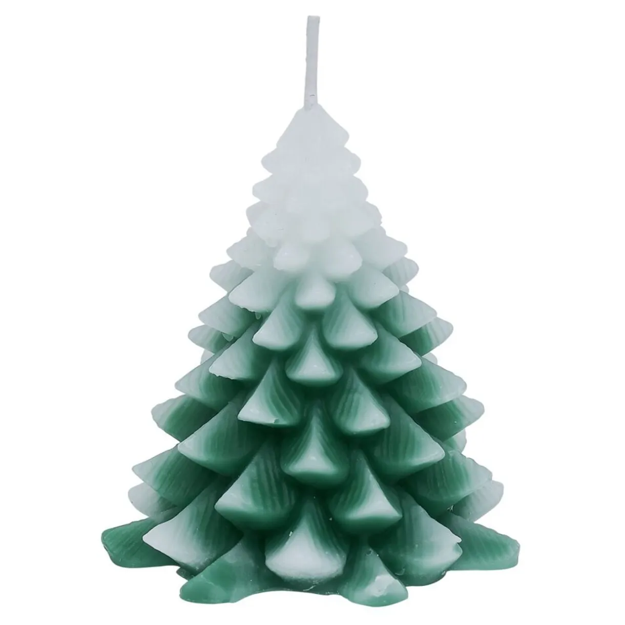 Bougie sapin Noël vert et blanc Ø7xH9cm < Gifi Hot