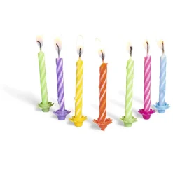 Bougies d'anniversaire multicolore x 24 et ses 12 supports