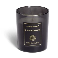 Bougie senteur cuir dans pot en verre Ø6,4xH7,9cm noir < Gifi Online