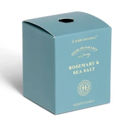 Bougie senteur romarin et sel marin dans pot en verre Ø6,4xH7,9cm bleu