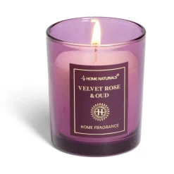 Bougie senteur rose et oud dans pot en verre Ø6,4xH7,9cm rose < Gifi Outlet
