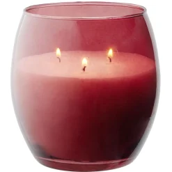 Bougie XL dans verre coloré rouge senteur fruit rouges 36H < Gifi Online