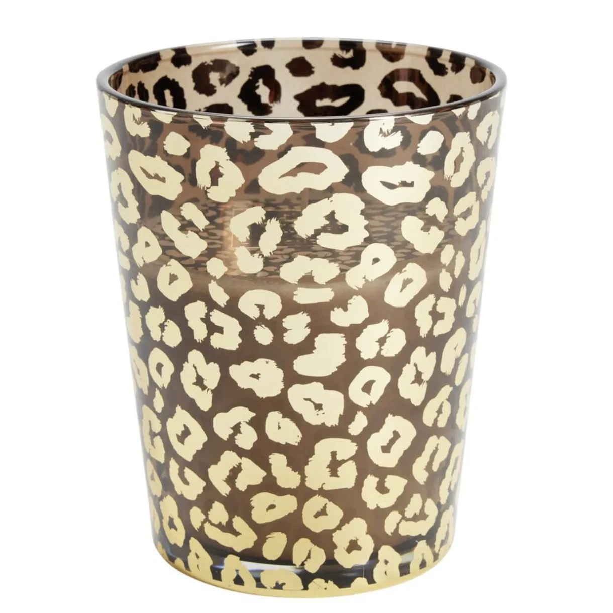 Bougie XXL dans pot en verre motif léopard senteur oud 75H < Gifi Discount