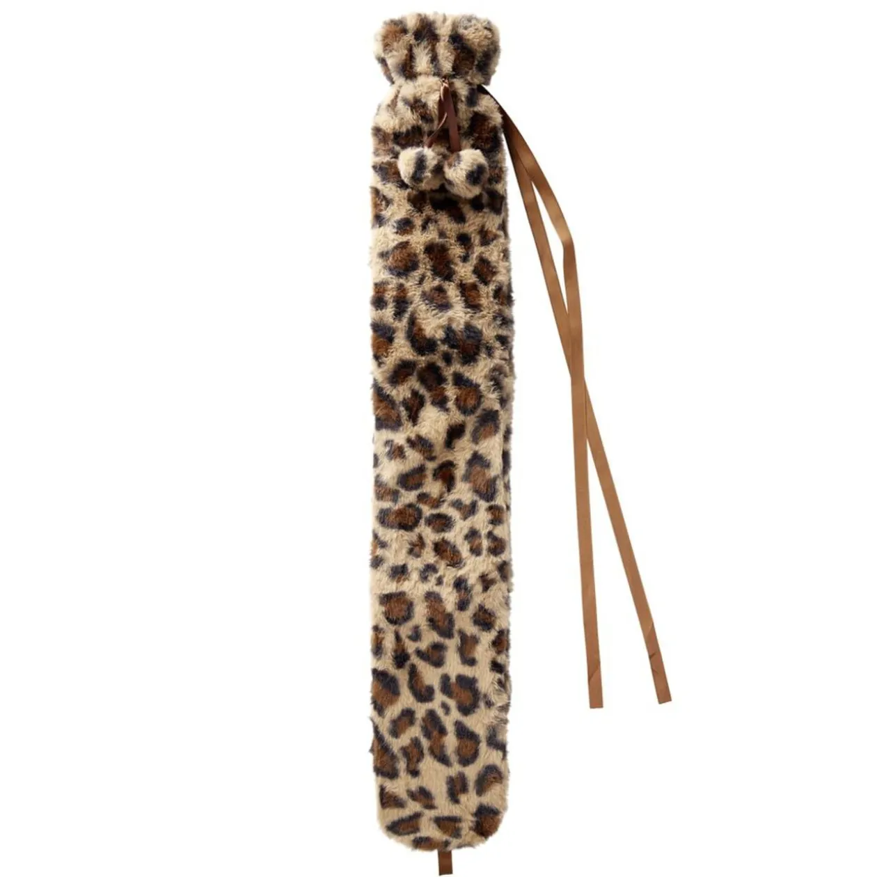 Bouillotte longue XXL 1,8L tissu peluche léopard 10x75cm