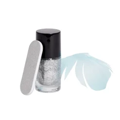 Boule coffret cadeau lime et vernis pailleté gris Ø8cm