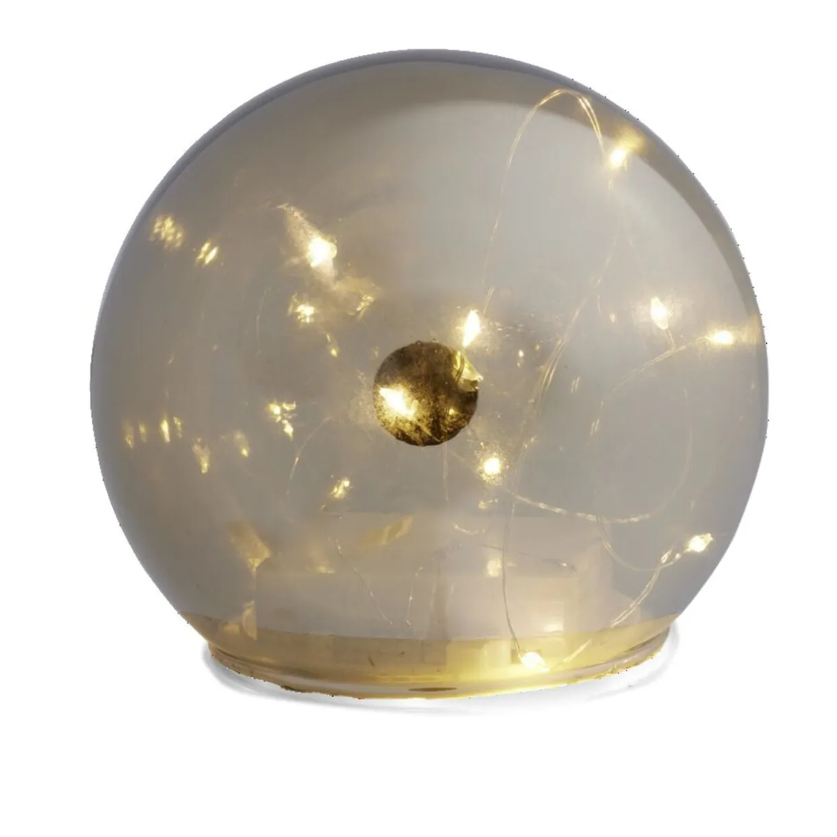 Boule déco LED verre et métal gris argent Ø12cm < Gifi Discount
