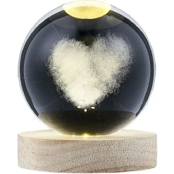 Boule de cristal gravée socle LED thème coeur Ø9xH10cm < Gifi Hot