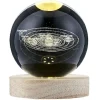 Boule de cristal gravée socle LED thème astro Ø9xH10cm < Gifi Hot