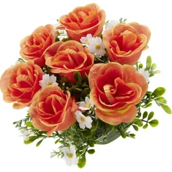 Boule de fleurs artificielles Rose orange - 7 têtes < Gifi Hot