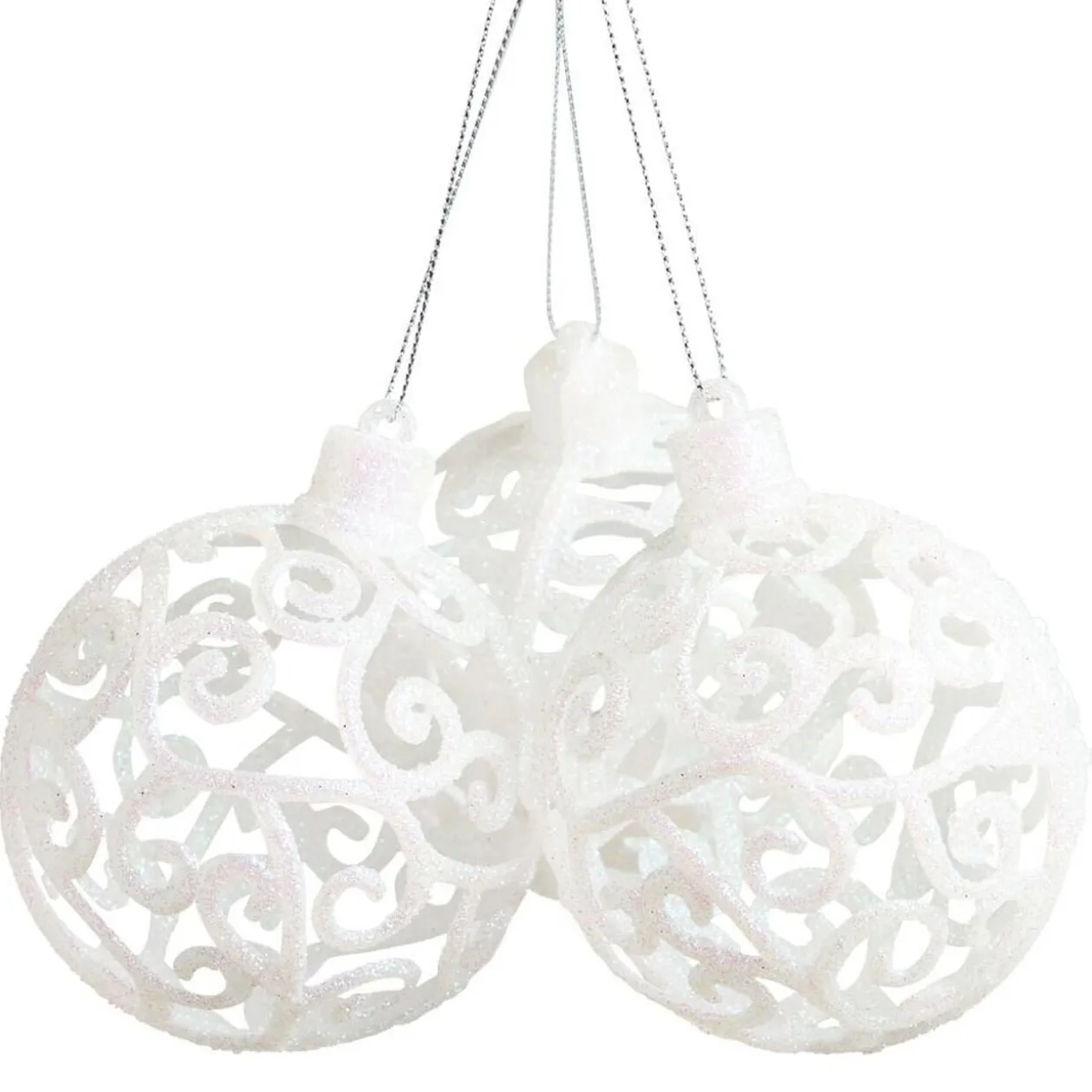 Boule de Noël baroque blanc Ø8cm x3