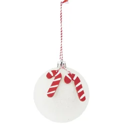 Boule de Noël blanche pampille sucre d'orge en bois Ø8cm < Gifi Discount