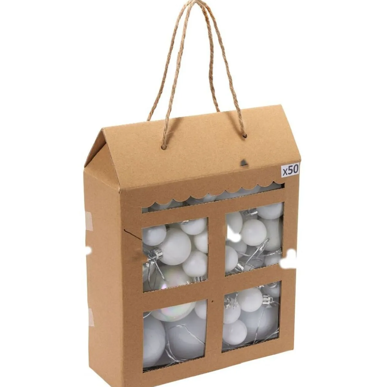 Boule de Noël blanche taille et finition différentes x50