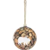 Boule de Noël champêtre motif ours et rondin marron Ø12cm
