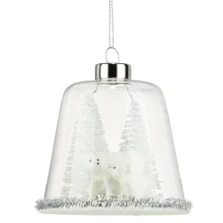 Boule de Noël cloche en verre décor boréal H8,6cm < Gifi