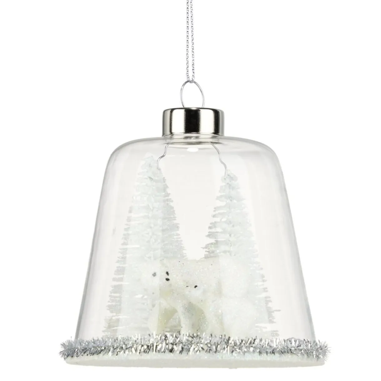 Boule de Noël cloche en verre décor boréal H8,6cm < Gifi