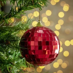 Boule de Noël disco x2 en verre et plastique rouge Ø9,5cm < Gifi Online