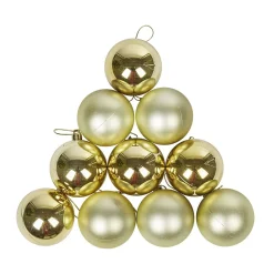 Boule de Noël dorée brillante et mate x10