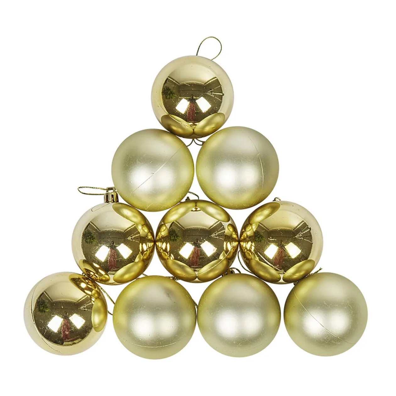 Boule de Noël dorée brillante et mate x10