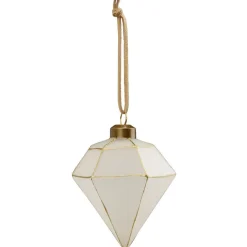 Boule de Noël en verre dorée et blanc Ø8cm < Gifi Hot