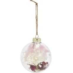Boule de Noël en verre intérieur fleurs séchées Ø8cm