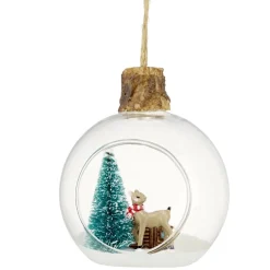 Boule de Noël en verre scène ouverte Ø9cm (2 modèles)