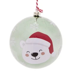 Boule de Noël fantaisie à suspendre plastique décoré Ø8cm (3 modèles)