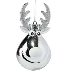 Boule de Noël forme renne x4 plastique rouge et argenté Ø6xH10cm < Gifi Outlet