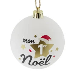 Boule de Noël "Mon 1er Noël" rouge ou blanche Ø8cm - 2 coloris < Gifi Online