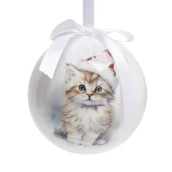 Boule de Noël motif animal mignon avec ruban blanc Ø8cm (4 modèles) < Gifi Outlet