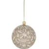 Boule de Noël motif branche sapin et flocon beige Ø12cm < Gifi Outlet