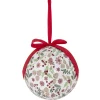 Boule de Noël motif traditionnel houx flocon de neige rouge et blanc Ø12cm < Gifi