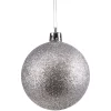 Boule de Noël pailletée argentée Ø6cm x6