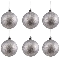 Boule de Noël pailletée argentée Ø6cm x6