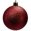 Boule de Noël pailletée rouges Ø6cm x6