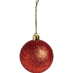 Boule de Noël paillette rouge Ø6cm x3