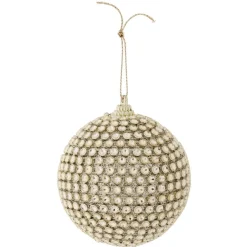 Boule de Noël perles brillantes dorées Ø8cm
