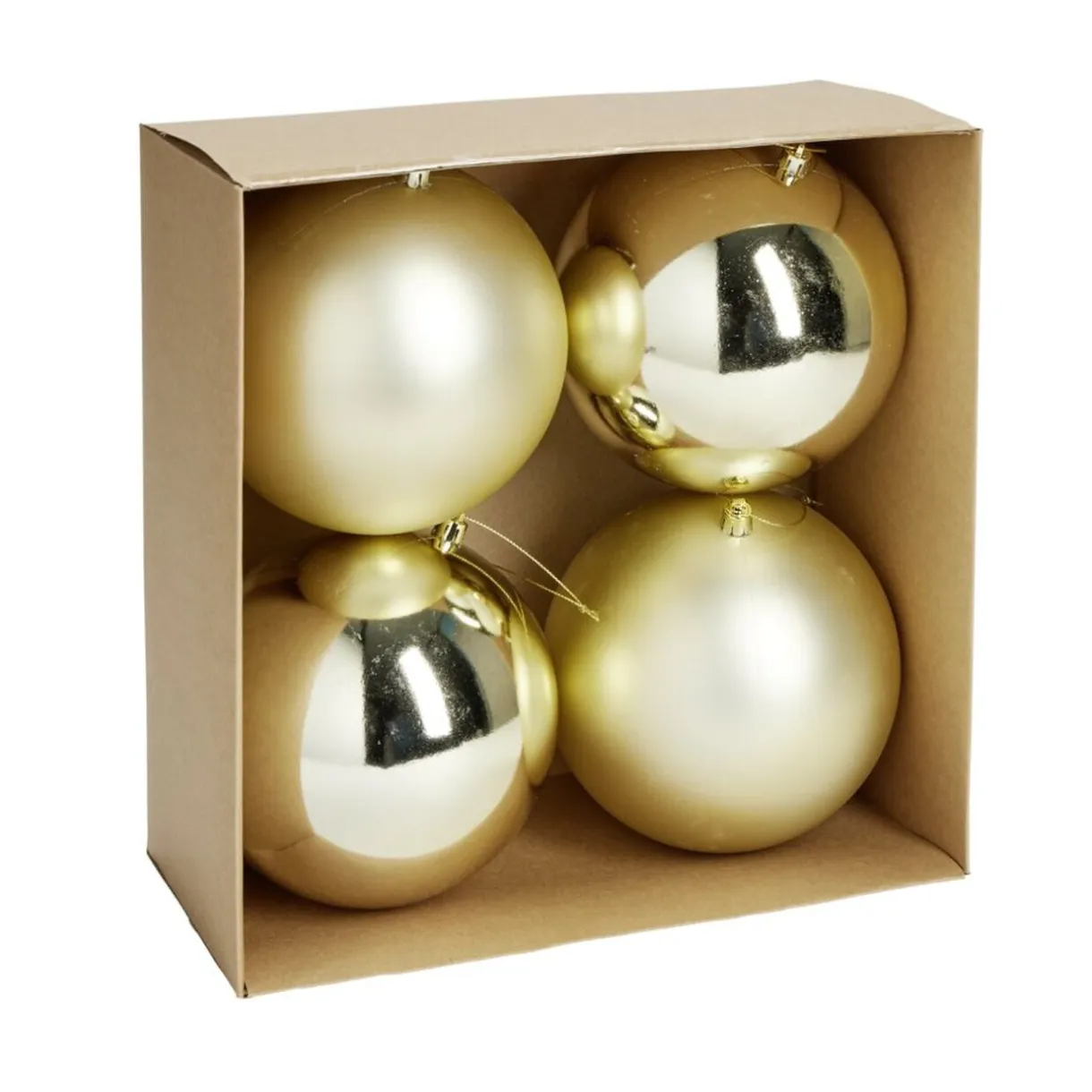 Boule de Noël plastique doré x4 mate et brillant Ø15cm < Gifi