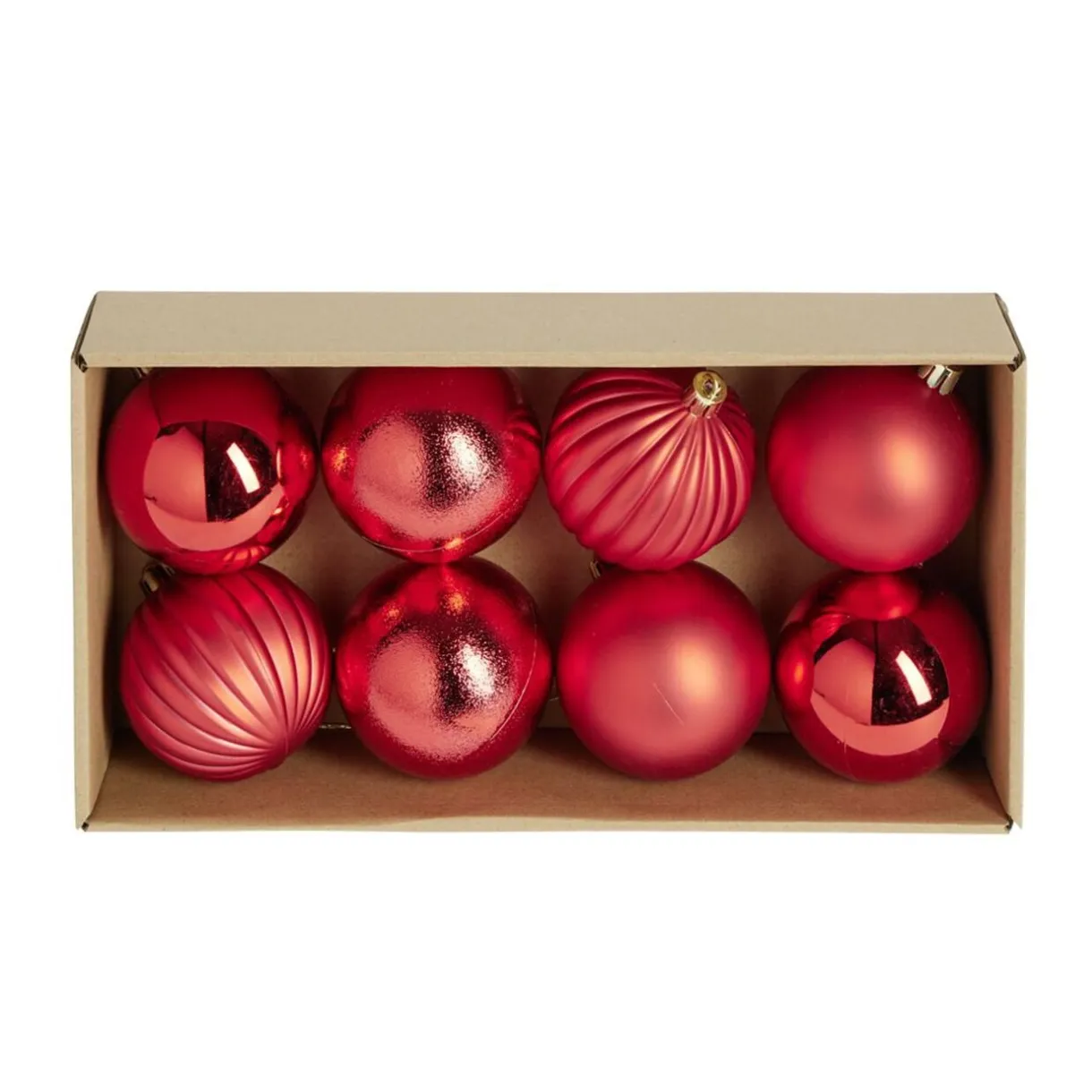 Boule de Noël plastique rouge x8 forme assortie Ø9cm < Gifi Clearance