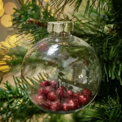Boule de Noël plastique transparent avec billes Ø8cm (4 modèles) < Gifi New